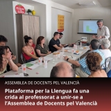 Plataforma per la Llengua fa una crida al professorat a unir-se a l’Assemblea de Docents pel Valencià